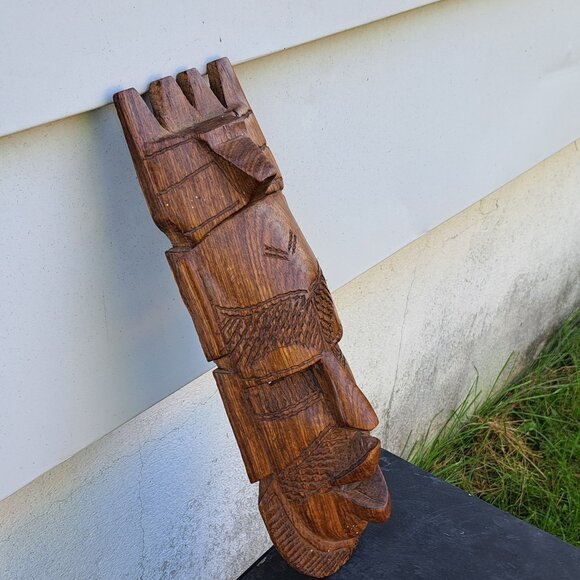 Hardwood Tribal African Wall Mask - Picture 3 of 11